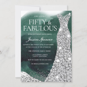 Invitation Emerald Green & Silver Gown 50e anniversaire
