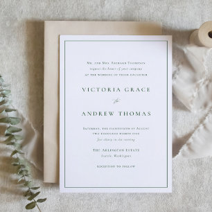 Invitation Emerald Green Simple Typographie Mariage officiel