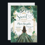 Invitation Emerald Green Sweet sixteen Gold Crown Anniversair<br><div class="desc">Emerald Green Sweet sixteen Gold Crown Invitation Anniversaire Mis Quince Anos,  16e anniversaire.</div>