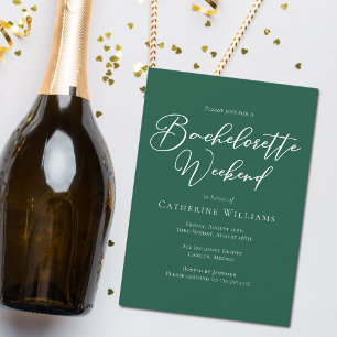 Invitation Emerald Green Typography Week-end