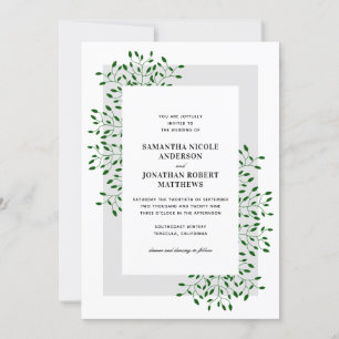 Invitation Emerald Green Vines Mariage élégant