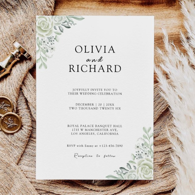 Invitation Emerald Green Wedding invite Modèle (Emerald Green Wedding Invites Template)