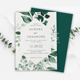 Invitation Emerald Greenery Eucalyptus Mariage botanique