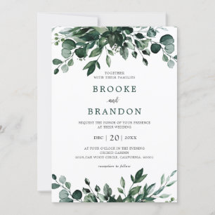 Invitation Emerald Greenery Eucalyptus Mariage botanique Invi
