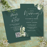 Invitation Emerald Greenery Floral QR Code Mariage<br><div class="desc">Cet élégant faire-part de mariage feuille vert émeraude peut être personnalisé avec vos informations en typographie chic avec les détails de votre site web mariage et votre code QR au verso. Conçu par Thisisnotme©</div>