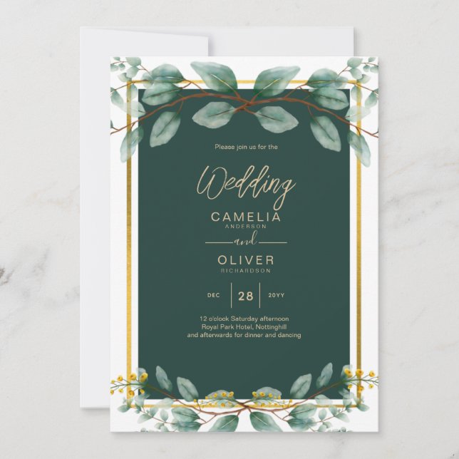 Invitation Emerald Greenery Mariage Botanical Nature Invitati (Devant)