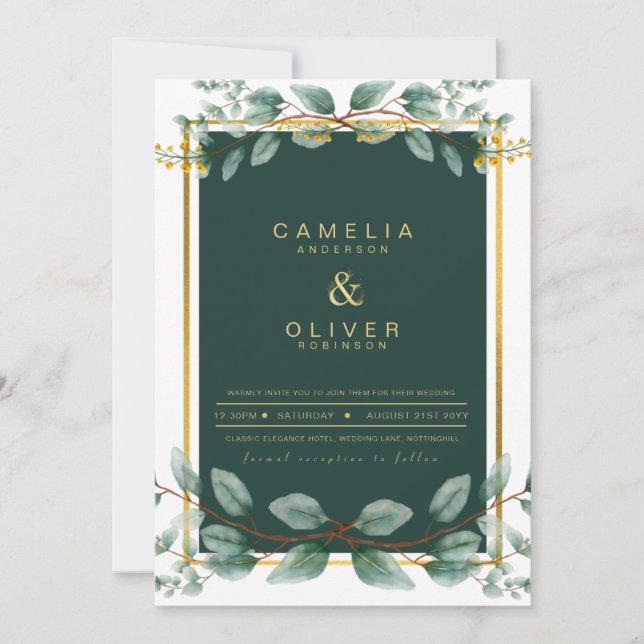 Invitation Emerald Greenery Mariage Botanical Nature Invitati (Devant)