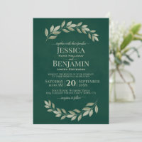Emerald Greenery Simple Aquarelle Feuille Mariage