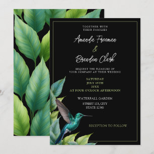 Invitation Emerald Hummingbird Tropical Feuille Mariage