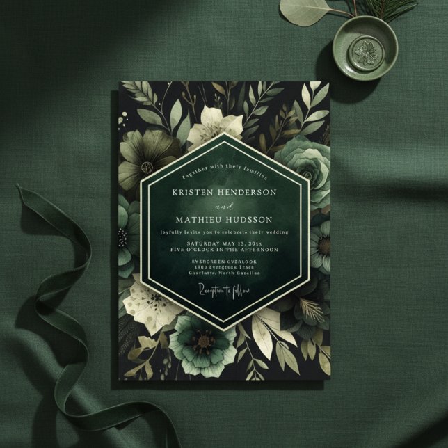 Invitation Emerald Lush Bloom Wedding (Créateur téléchargé)