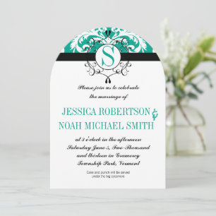 Invitation Emerald Monogram Wedding Inviter ou toute couleur