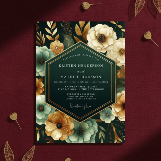 Invitation Emerald Moody Floral Romance Wedding (Créateur téléchargé)
