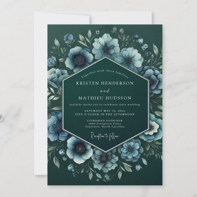 Invitation Emerald Nocturne Anemone Wedding (Devant)