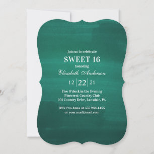Invitation Emerald Sweet 16. Vert moderne 16e anniversaire