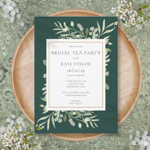 Invitation Emerald Watercolor Green Bridal Tea Party