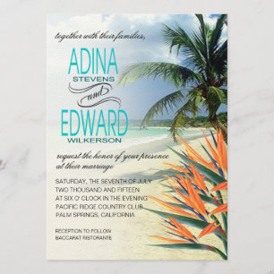 Invitation Emerald Waters Tropical Beach AQUA FELT