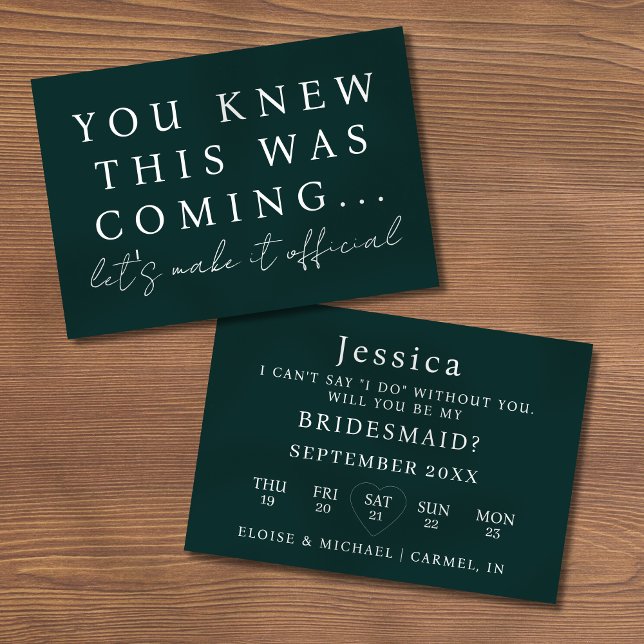 Invitation Emerald Will You Be My Bridesmaid Proposal Card (Pop the question to your bridal party with this Will You Be My Bridesmaid Proposal Card! )