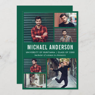 Invitation Émeraude   6 Photo Chalkboard Graduation Party