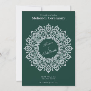 Invitation Émeraude d'argent personnalisable Mehendi Henna In