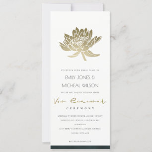 Invitation Émeraude d'or classique Vert Lotus Floral Vow Reno