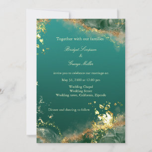 Invitation émeraude or vert bijou mariage