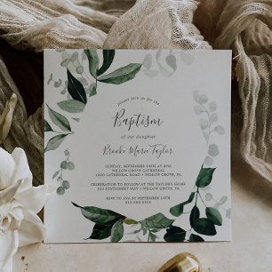 Invitation Émeraude Vert Carré Baptême