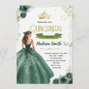 Invitation émeraude verte pour quinceañera