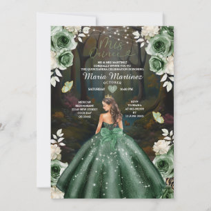 Invitation Emerlad Green Princess Castle Forest Mis Quince