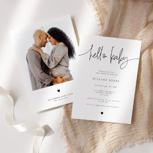 Invitation EMERY Elégant Baby shower de calligraphie Bonjou