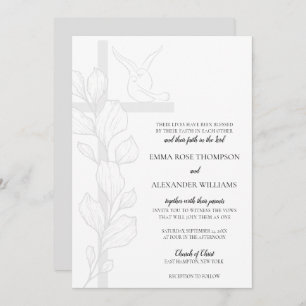 Invitation Emma Elegant Cross & Doses Christian Mariage