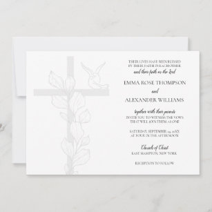 Invitation Emma Elegant Cross & Doses Christian Mariage