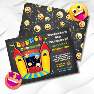 Invitation Emoji Chalkboard Bounce House fête d'anniversaire