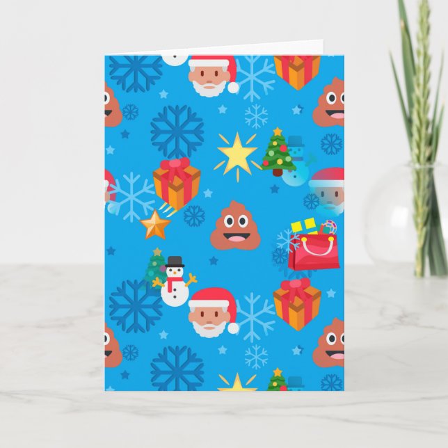 Invitation emoji de caca de noël bleu (Devant)