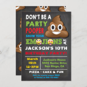 Invitation Emoji Party Pooper Boys Anniversaire Fête Invitati