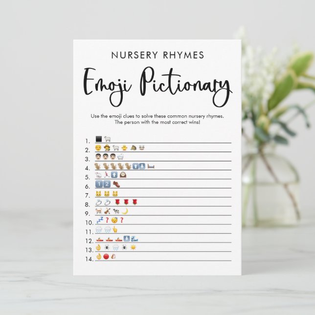 Invitation Emoji pictionary baby shower jeu neutre genre (Debout devant)