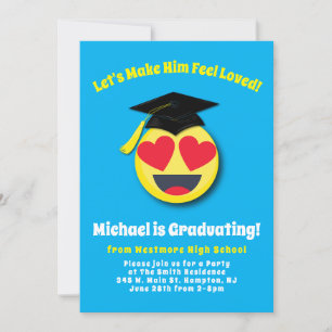 Invitation Emoticon Heart Eyes Visite mignonne Graduation Par