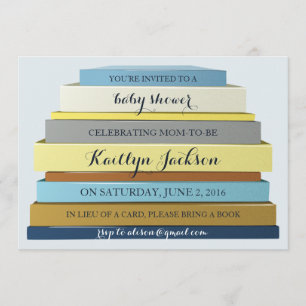 Invitation empilée de baby shower de livres