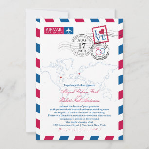 Invitation Emplacements mondiaux Airmail USA et Allemagne M
