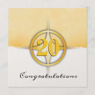 Invitation Employé d'emblème d'or de Faux anniversaire de 20