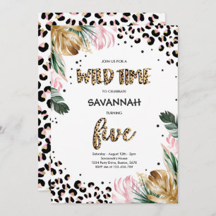 Invitation empreinte de léopard 5e anniversaire Safari Jungle