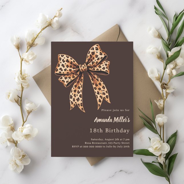 Invitation Empreinte de léopard arc biset anniversaire (Créateur téléchargé)