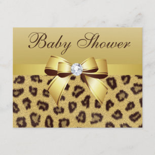 Invitation Empreinte de léopard, Baby shower Bow & Diamond
