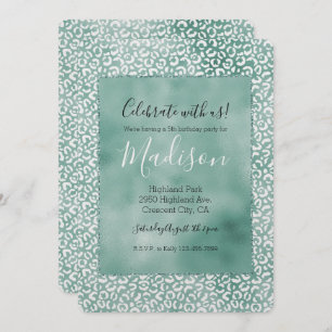 Invitation Empreinte de léopard blanc à la menthe