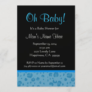 Invitation Empreinte de léopard bleu noir blanc