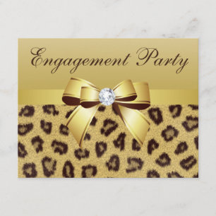 Invitation Empreinte de léopard, Bow & Diamond Engagement Par