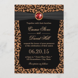 Invitation Empreinte de léopard de luxe Ruby Gemstone Mariage