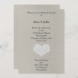 Invitation Empreinte de léopard Gris Or Diamond Coeur Mariage