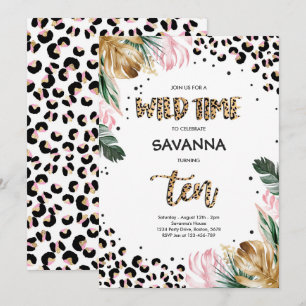Invitation empreinte de léopard Jungle Safari 10e fête d'anni