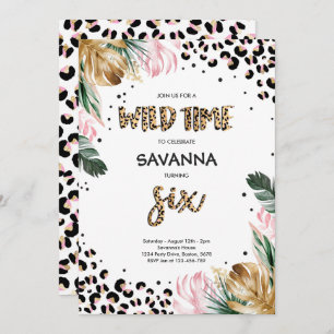 Invitation Empreinte de léopard Jungle Safari 6e fête d'anniv