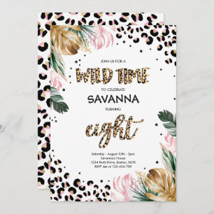 Invitation empreinte de léopard Jungle Safari 8e fête d'anniv